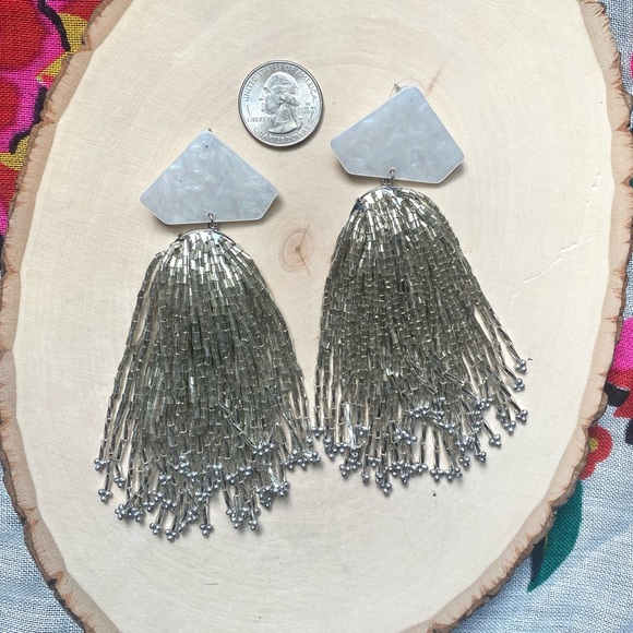 Anthropologie Bead Tassel Statement Earrings - Picture 4 of 13